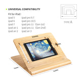 ELETIUO Soporte Ajustable Plegable para Tableta, Organizador de Madera de bambú multiángulo para iPad, Estable para Dibujar, Ver, Escribir (soporta múltiples Dispositivos)