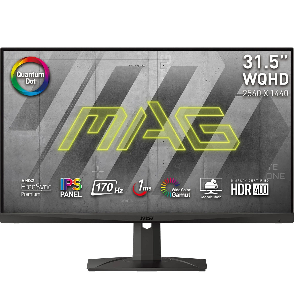 MSI MAG321QR QD - Monitor Gaming Plano 31.5", IPS, WQHD (2560x1440, 16:9, G-SYNC Compatible, Quantum Dot, Console mode FHD a 120Hz)