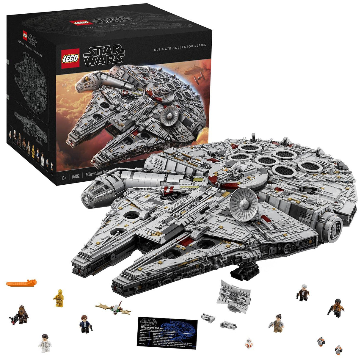LEGO Star Wars Millennium Falcon, Maqueta de Construcción para Adultos de la Nave Estelar de Han Solo con Mini Figuras Chewbacca, Leia y C-3PO, Regalo Coleccionable para Hombres, Mujeres y Fans 75192