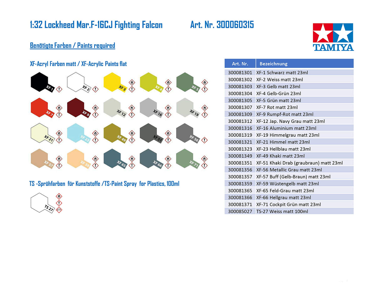 Tamiya- Lockheed Martin F-16CJ BLK 50 Fighting Falcon (-) (-) Kit de Modelo, Color Gris, Medium (60315)