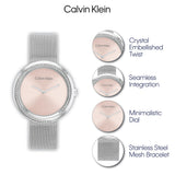 Calvin Klein Reloj Analógico de Cuarzo para Mujer Colección Twist con Correa de Malla de Acero Inoxidable Plateada - 25200149