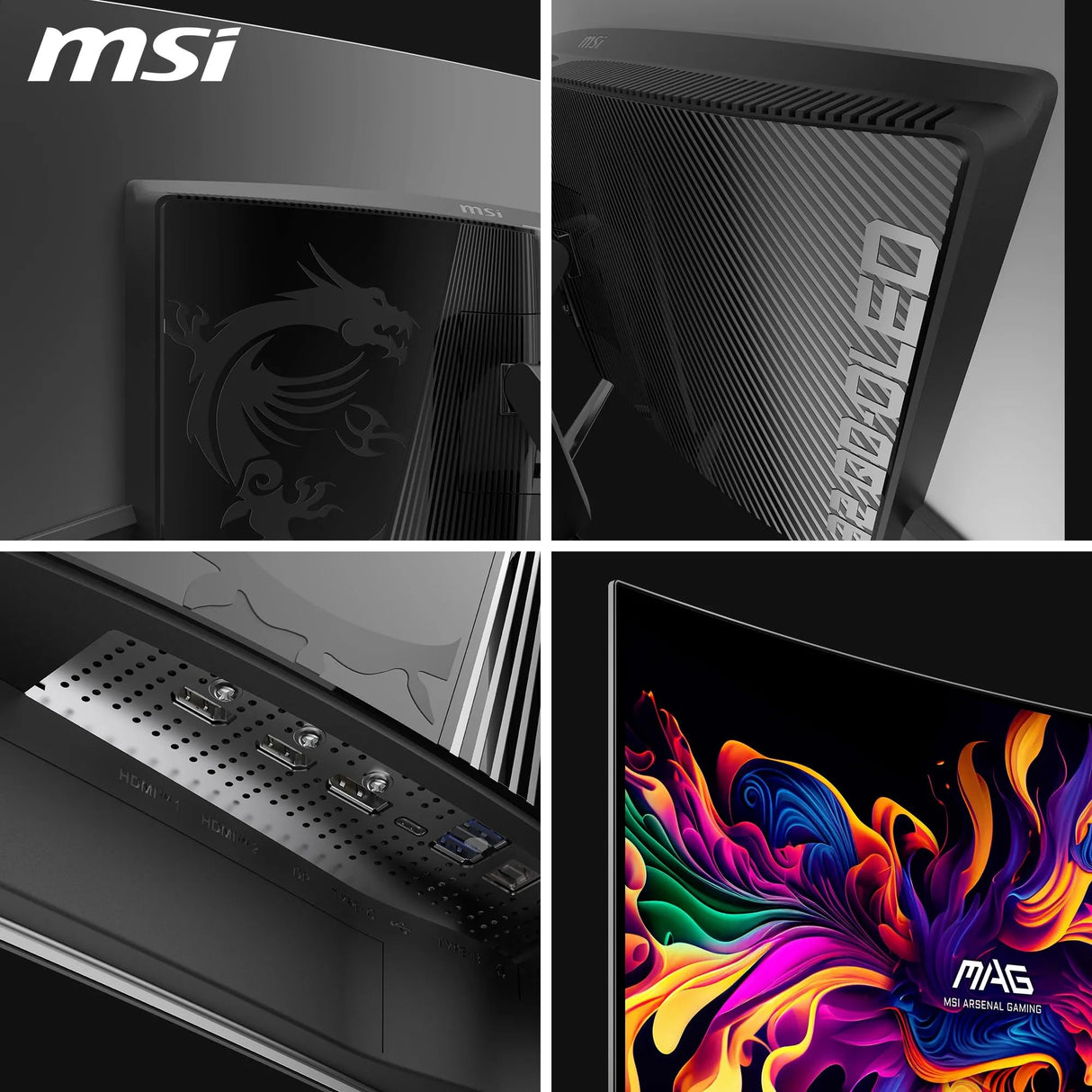 MSI, MPG 321CURX QD-OLED, 32 Pulgadas,4K UHD, 3840x2160,1700R,Monitor OLED, 240Hz,0,03ms, DisplayHDR True Black 400, Compatible con G-Sync, HDMI 2.1, DP 1.4a, USB C 98W PD, Ajustable en Altura, Negro
