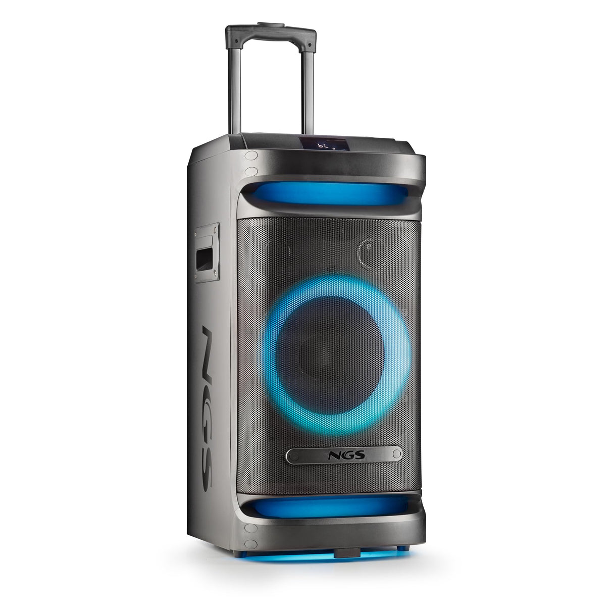 NGS Wild Space 1 - Altavoz portátil Compatible con Tecnología Bluetooth y True Wireless Stereo, Subwoofer + Doble Tweeter (Micro SD/USB/AUX IN/), Ruedas, Color Negro