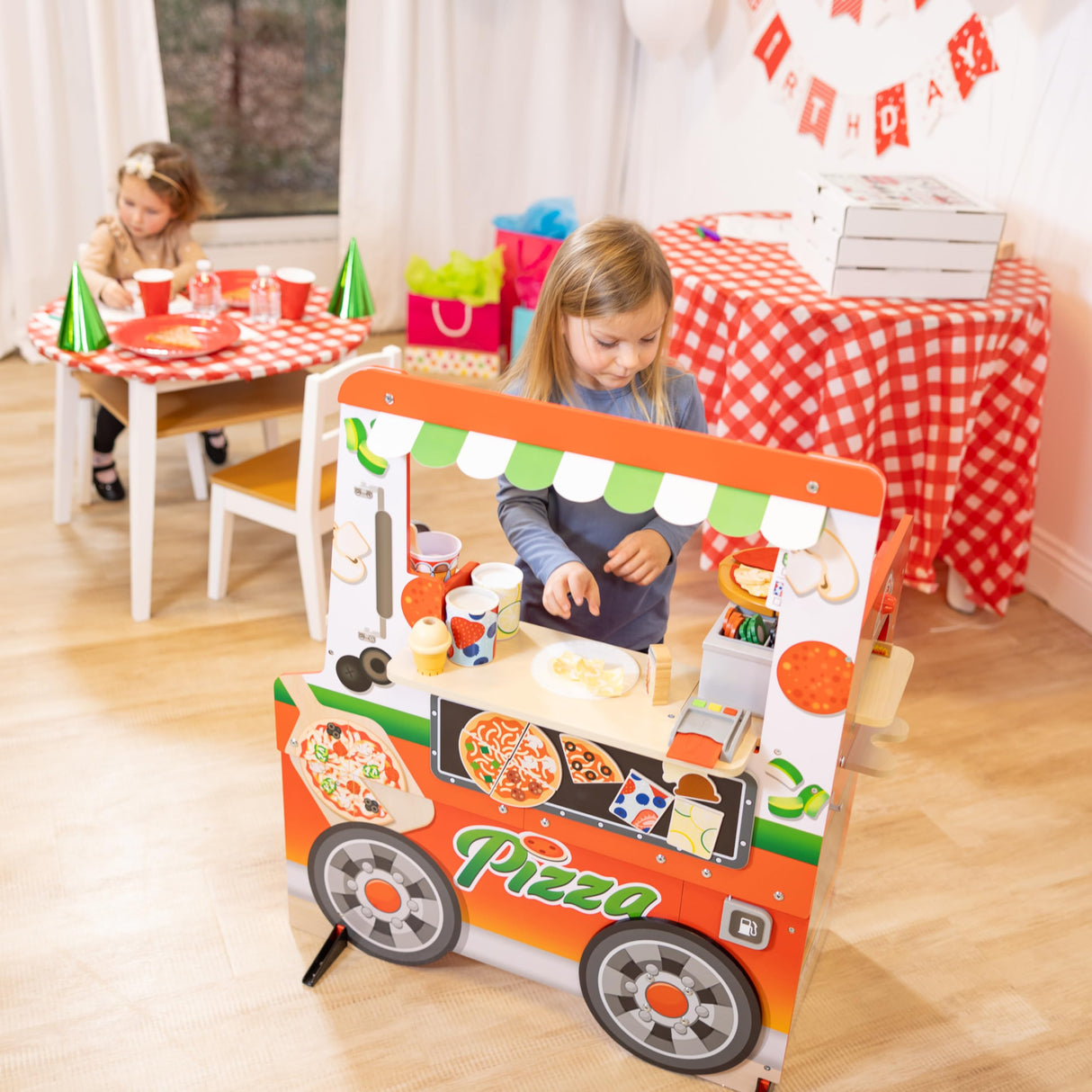 Melissa & Doug - Centro de Actividades con camioneta de Pizza de Madera, con Alimentos de Juguete, para niños y niñas de a Partir de 3 años