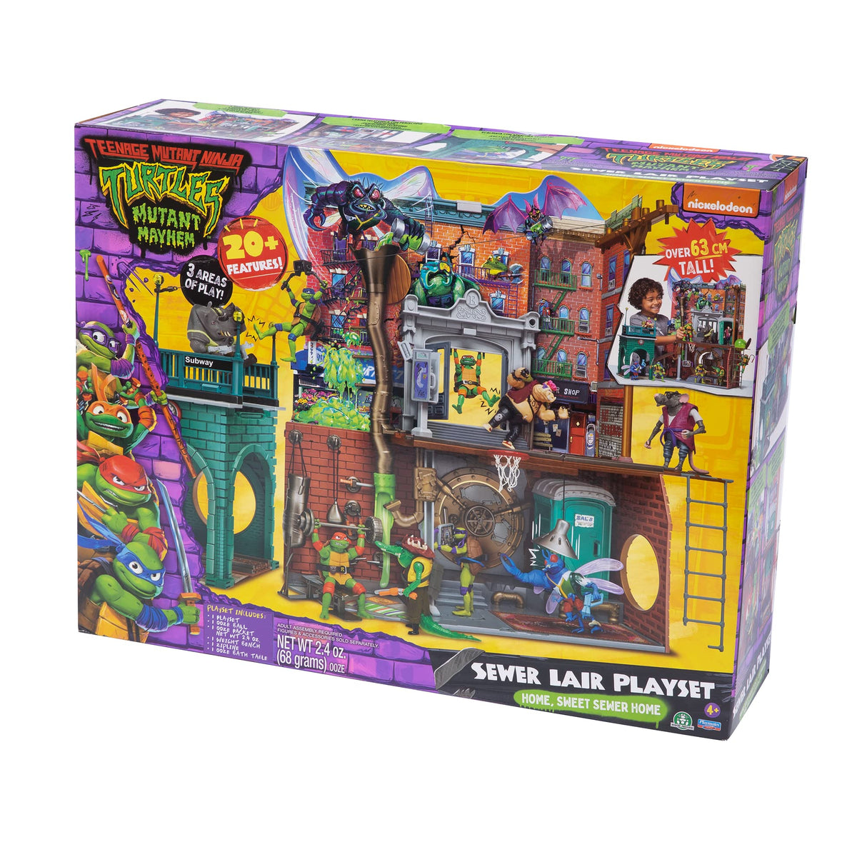 TORTUGAS NINJA Sewer Lair Playset, Juguete de la guarida en Las alcantarillas, Set como en la película, 20 características y 3 Niveles de Juego, 4 años, Famosa (TU802000)