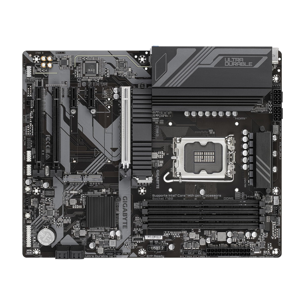 GIGABYTE Z790 D Placa Base - Soporta CPUs Intel Core de 14ª generación, VRM Digital de 12+1+1 Fases, hasta 7600MHz DDR5 (OC), 3xPCIe 4.0 M.2, LAN de 2.5GbE, USB 3.2 Gen 2
