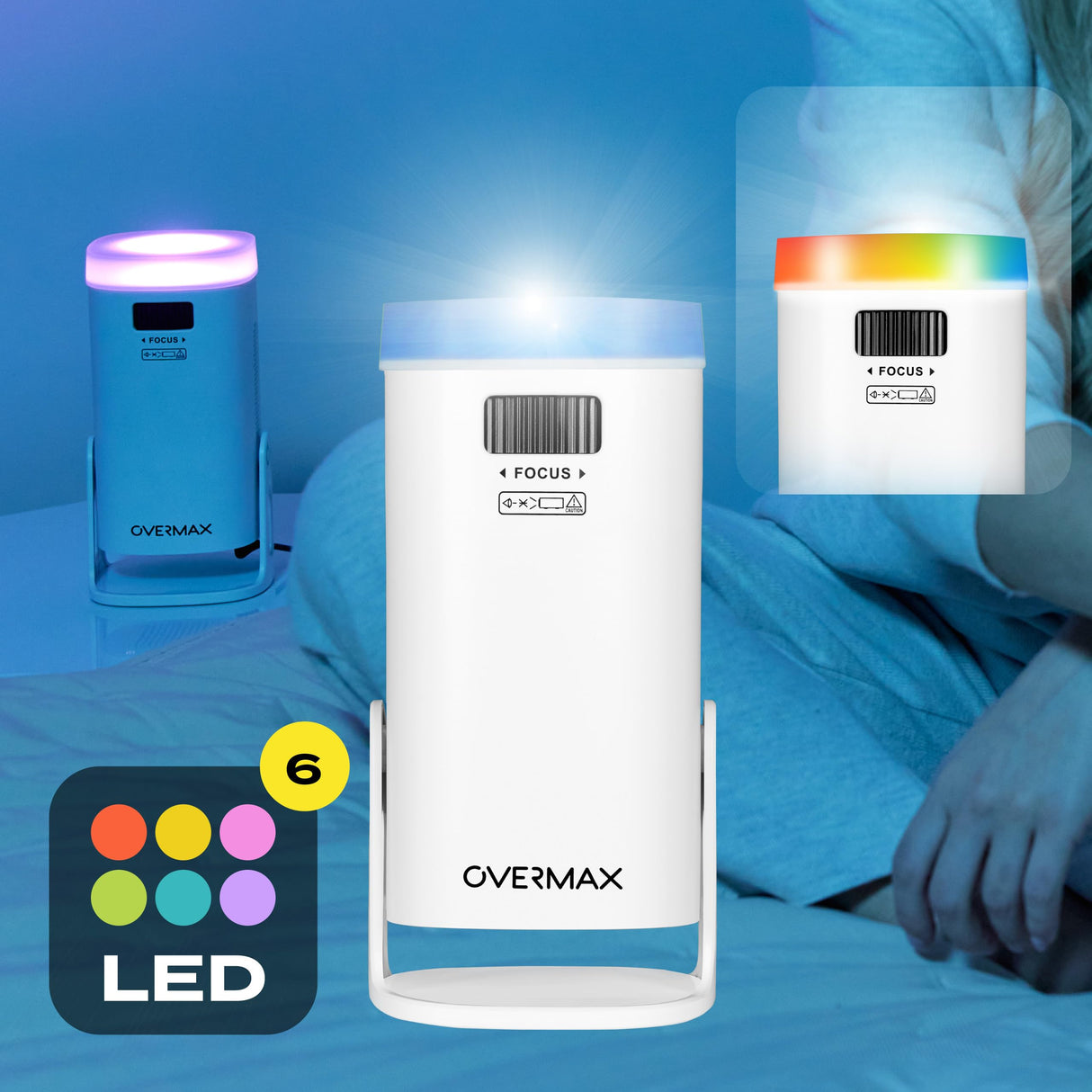 OVERMAX MULTIPIC Veer Mini Proyector 4K FullHD, Corrección Keystone, Imagen hasta 200", Wi-Fi Bluetooth, 2000 Lúmenes 120 ANSI, Proyector de Estrellas, Mando a Distancia, Android, Cine en Casa