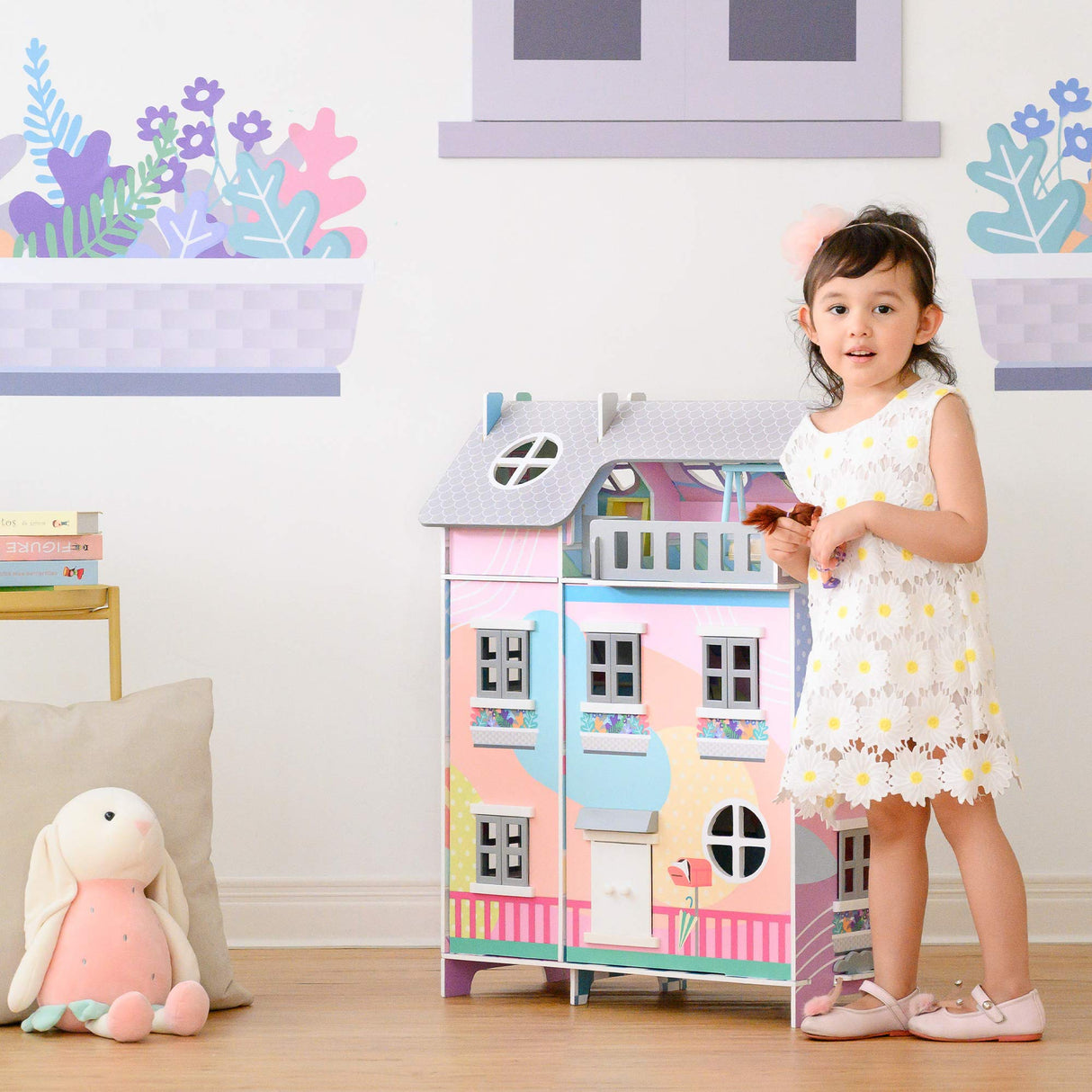 Olivia's Little World Teamson Kids Casa De Muñecas De Madera, Muñecas De 3,5" & 11 Accesorios TD-13361A