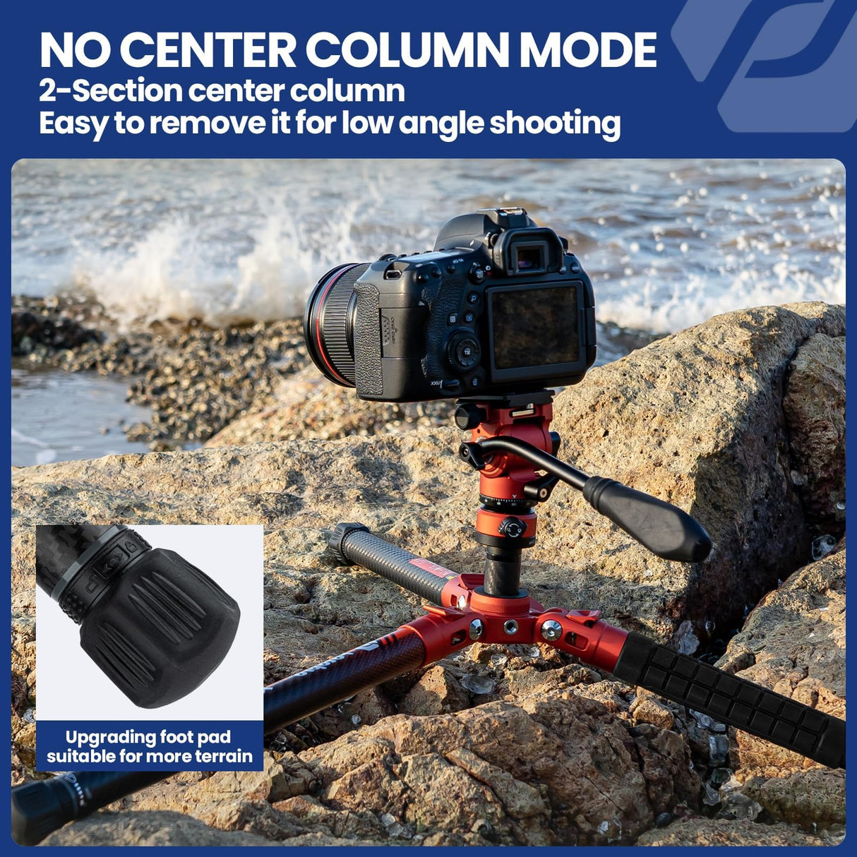 Fotopro X-Aircross 3 Video - Trípode Ligero para cámara de Viaje de 62 Pulgadas con Cabezal de Fluido de 2,35 Libras, trípode de Fibra de Carbono para cámara DSLR