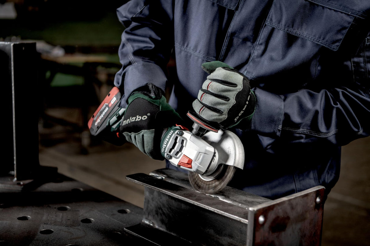 metabo Amoladora angular inalámbrica WVB 18 LT BL 11-125 Quick - 18 V, 125 mm de diámetro de disco - Motor sin escobillas, regulación de velocidad, tuerca de liberación rápida, sistema de freno