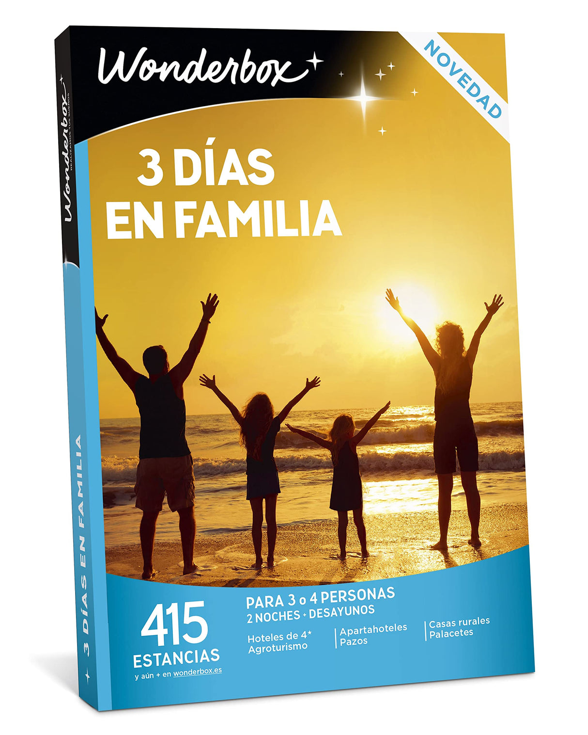 WONDERBOX - Caja Regalo - 3 Días En Familia - 2 Noches y Desayuno para 3 o 4 Personas - 415 estancias en España - Ideas Regalo