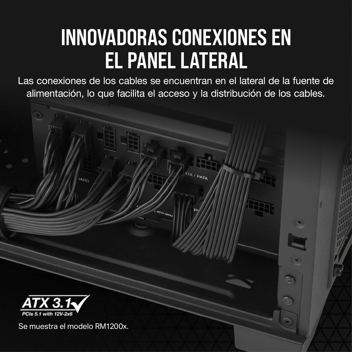 Corsair RM1000x SHIFT Fuente de Alimentación Totalmente Modular – Compatible con ATX 3.1 y PCIe 5.1 – Modo Ventilador Cero RPM – Condensadores a 105°C – Eficiencia 80 PLUS Gold – Negro