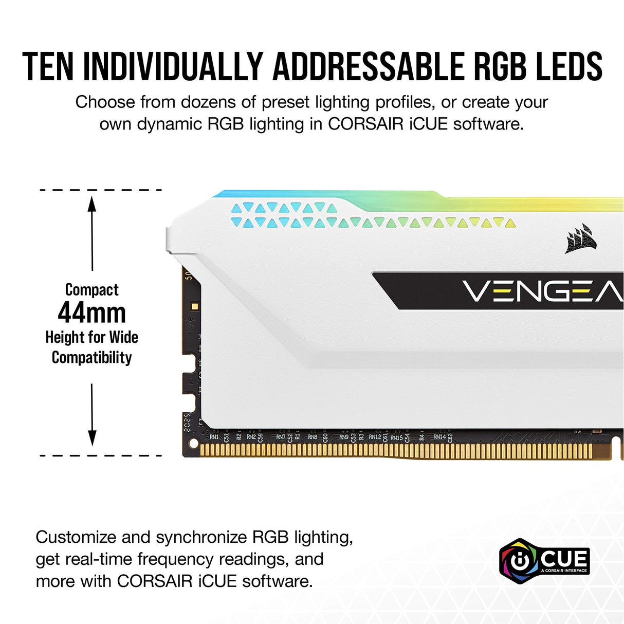 CORSAIR Vengeance RGB Pro SL 32GB (2x16GB) DDR4 3200 (PC4-25600) C16 1.35V Módulos de Memoria de Alto Rendimiento - Blanco
