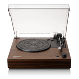 Lenco Tocadiscos LS-15WD – Recepción y transmisión Bluetooth®, 2 altavoces integrados, pastillas AT3600L, transmisión por correa, parada automática, 33/45 rpm, AUX y RCA, marrón
