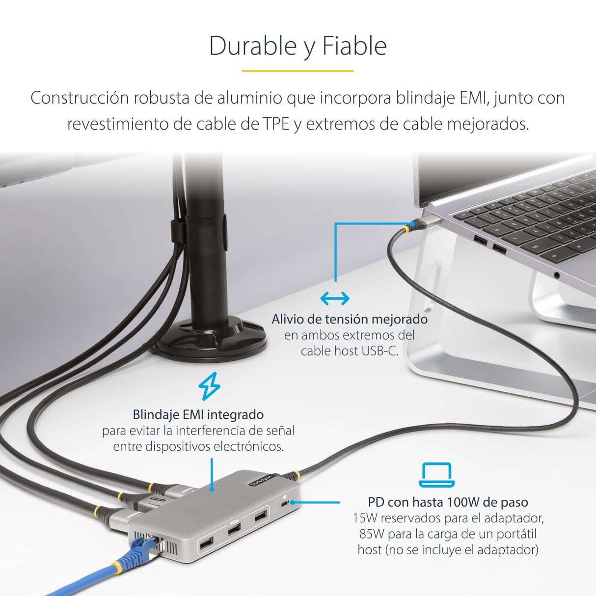StarTech.com Adaptador Multipuertos USB-C para 3 Monitores - 4K 60Hz Doble + HDMI y DisplayPort 4K 30Hz - Hub USB de 3 Puertos - PD 100W - Docking Station de Viajes - Win/Chrome (117B-USBC-MULTIPORT)
