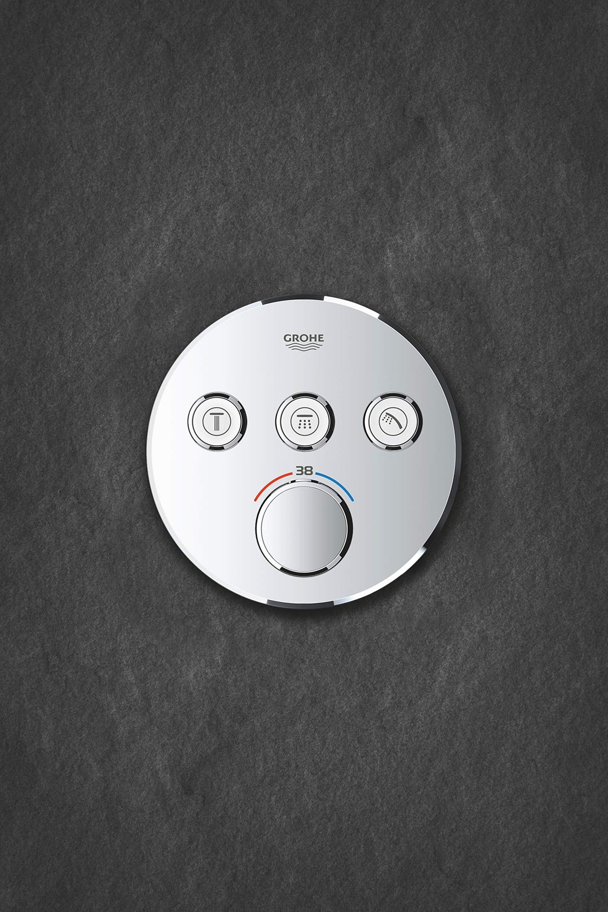 Grohe Grohtherm SmartControl - Termostato redondo para ducha y baño con instalación empotrada y tres válvulas, Cromo (29121000)