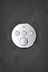 Grohe Grohtherm SmartControl - Termostato redondo para ducha y baño con instalación empotrada y tres válvulas, Cromo (29121000)