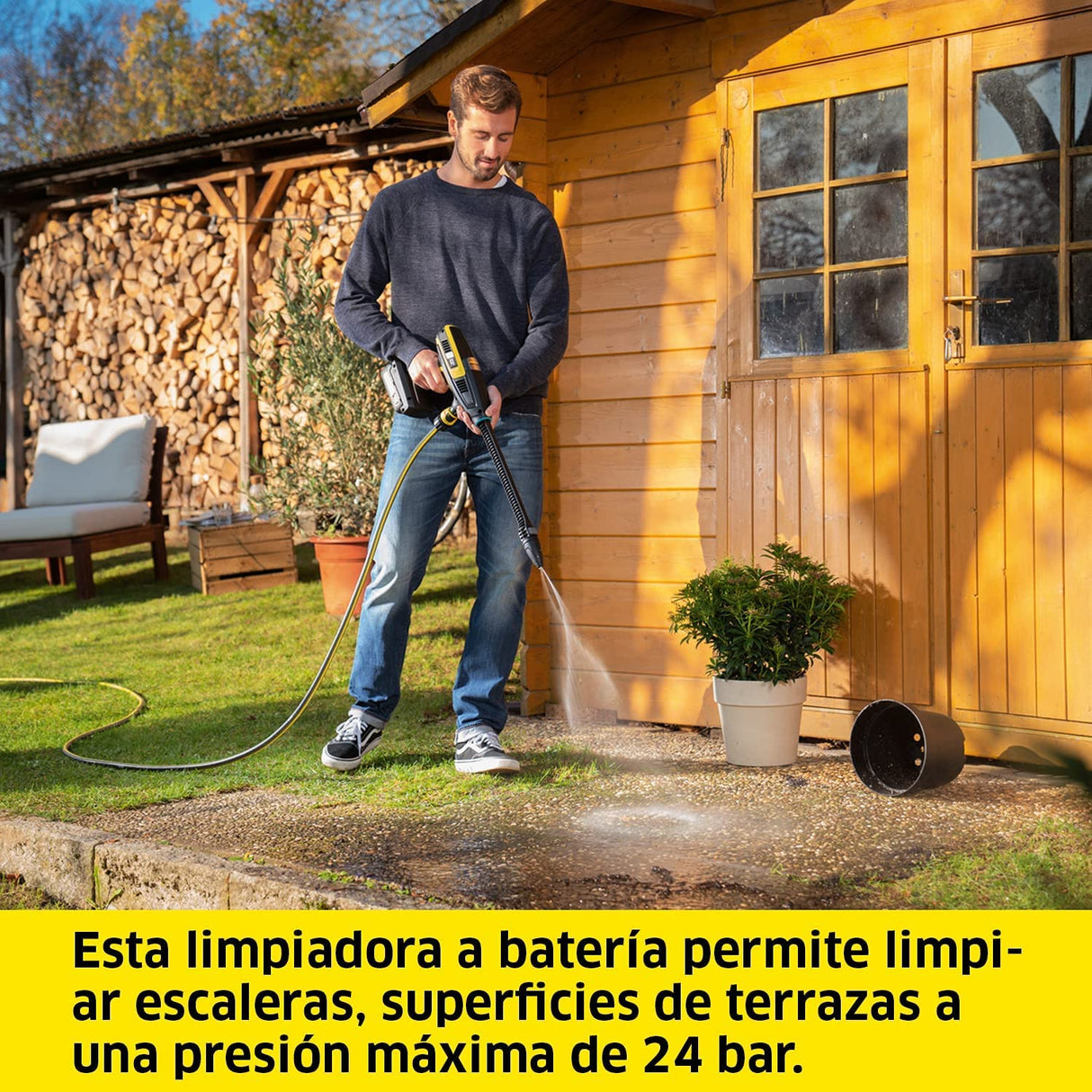 Kärcher 18 V Hidrolimpiadora de media presión KHB 6 Battery, presión: 24 bar, 2 tipos de boquillas Quick Connect, conector para manguera A3/4", compatible con batería 18 V Kärcher, batería no incl.