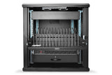 DIGITUS Estante de 19 Pulgadas - 4,5 U - Extensible - Estación de Carga - para 14 tabletas, portátiles y Smartphones - para armarios de Red y servidores de 19" - Negro