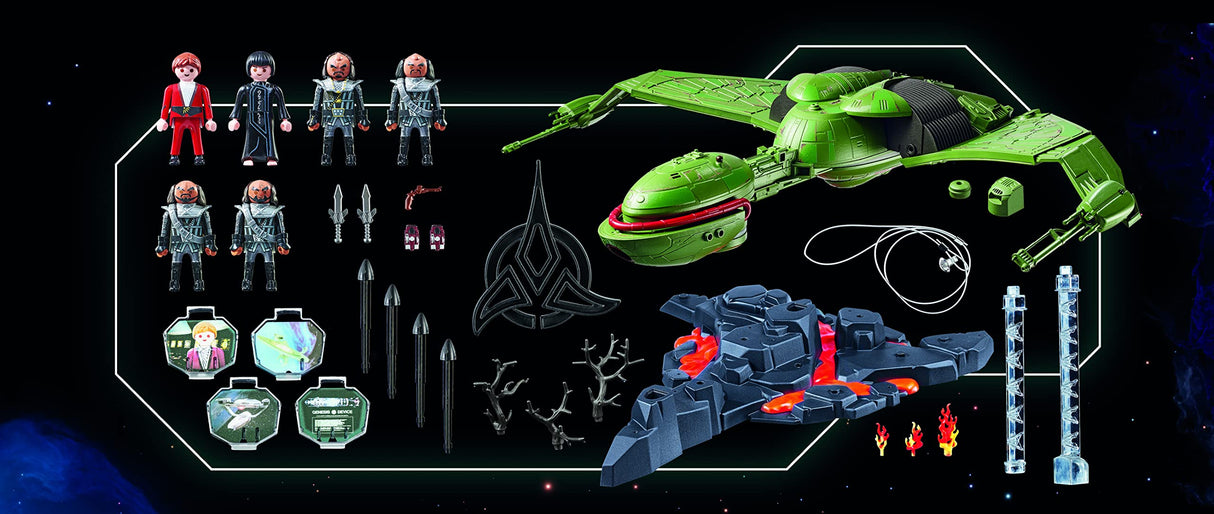 PLAYMOBIL 71089 Star Trek - Klingon Bird-of-Prey, Nave klingon con Efectos de Luz, Sonidos Originales y Figuras Coleccionables, Para Fans de Star Trek y Niños a partir de 10 Años
