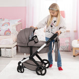 Bayer Design 17086AB Cochecito de muñeca Combi Xeo, Carro para muñecos, Bolsa, Convertible, Regulable en Altura