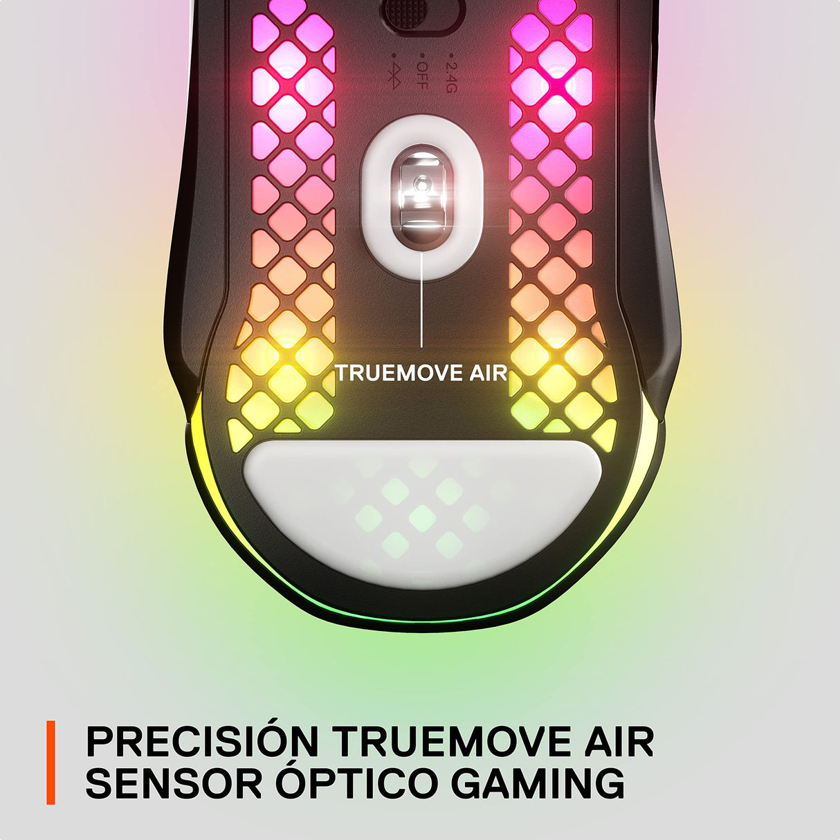 SteelSeries Aerox 5 Wireless - Ratón gaming perforado RGB - Diseño ultraligero resistente al agua - 9 botones - Bluetooth/2,4 GHz - Sensor óptico TrueMove Air 18K DPI