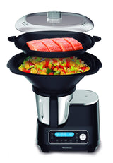 Moulinex HF456810, ClickChef Cocina multifunción compacta, 1400 W, 5 Programas, 32 Funciones, Báscula de cocina integrada, Olla a vapor, Batidora, Color Negro, 3.6 L
