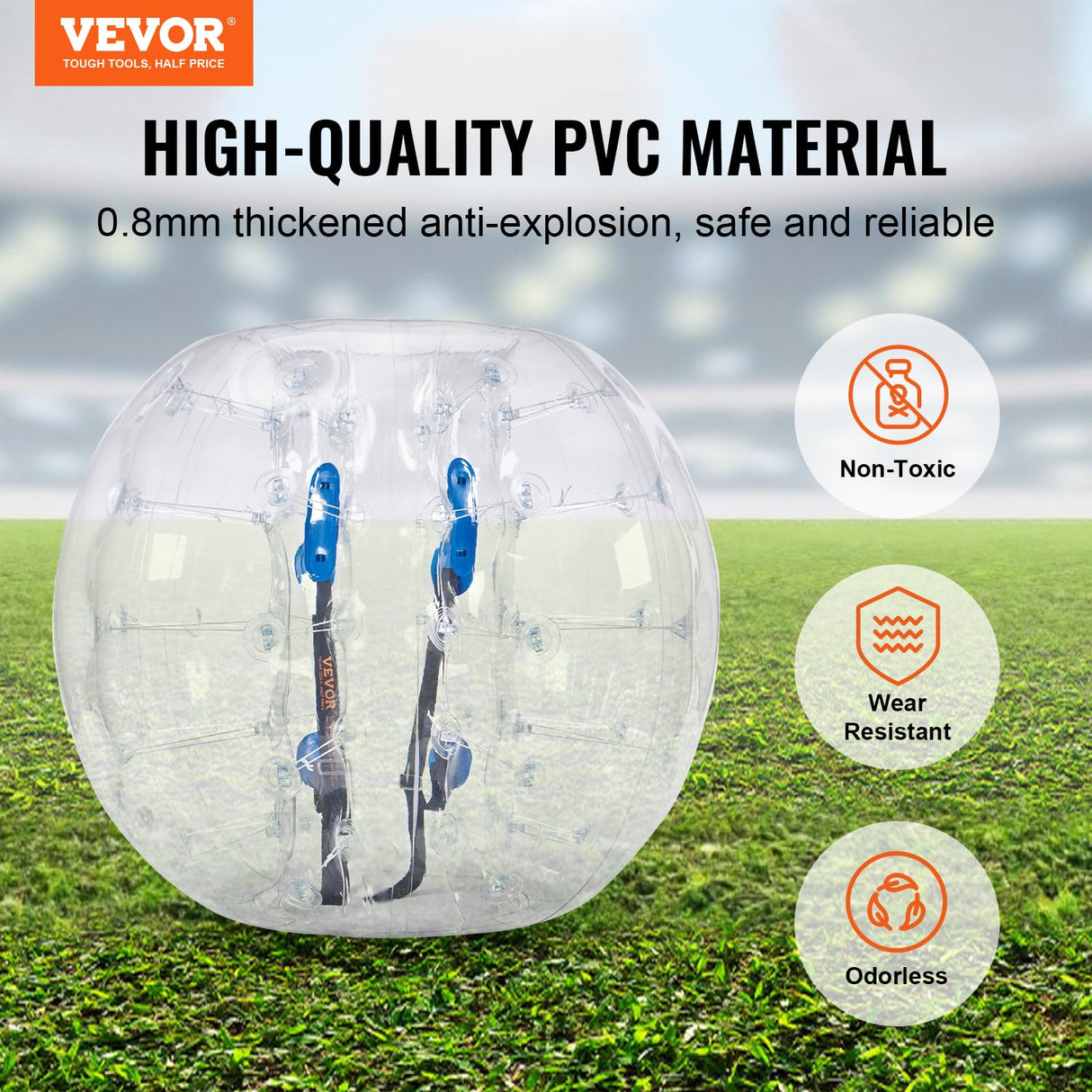 VEVOR Bola de Choque Inflable Bola de Choque de Parachoques 1 Pieza 1,2m x 1,03m Bola de colisión Humana Bola de Rebote de Burbujas Cuerpo de PVC Bola de Parachoques Inflable de Puntos Transparentes