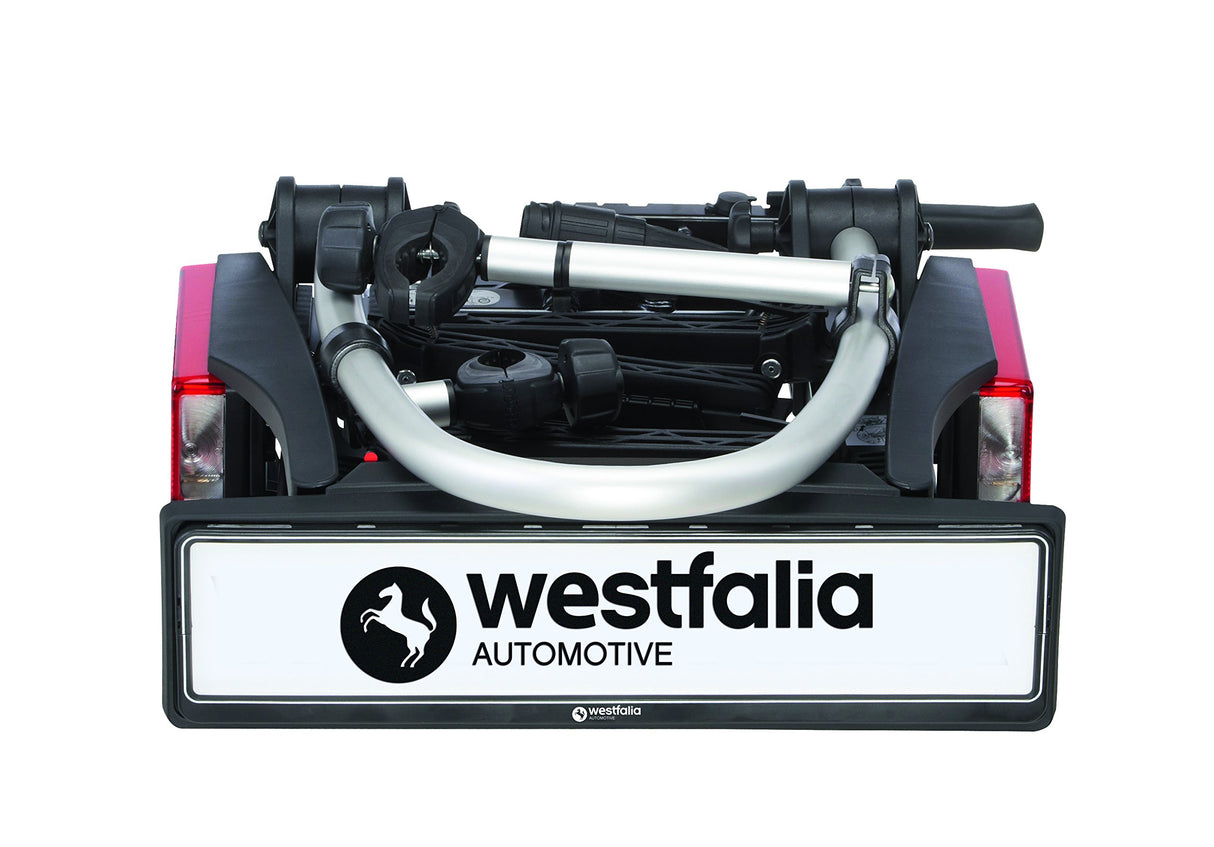 Westfalia Portabicicletas BC 60 para Enganches - Incluye Bolsa; portabicicletas para 2 Bicicletas; apto para Bicicletas Eléctricas; plegable