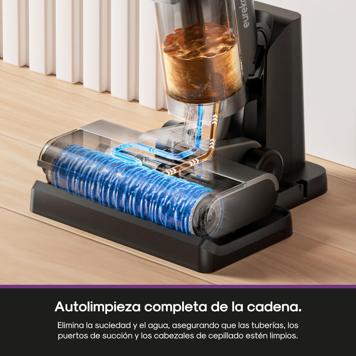 Eureka RapidWash NEW430 Aspirador en Seco y Húmedo,Fregona Electrica sin Cable, Aspiradora Fregadora Multisuperficie, Pelo de mascota Limpieza de Bordes,Doble Depósito Agua,Navegación por voz