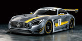 Tamiya 58639 58639-1 Mercedes-Benz 1:10 AMG GT3 (TT-02) -teledirigido Coche eléctrico RC Modelo de Kit de vehículo en Carretera de policarbonato carrocería-Sin lacado-58639