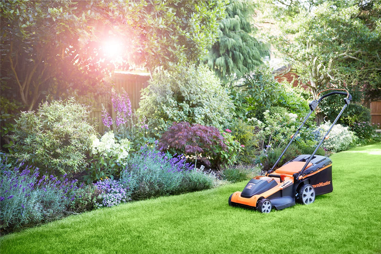 LawnMaster CLMF4841E Cortacésped con Batería 48V MAX 2x24V 4.0Ah, 41cm hasta 450m², Altura de Corte 6 Niveles 22-72 mm, Bolsa de Recogida de 42L