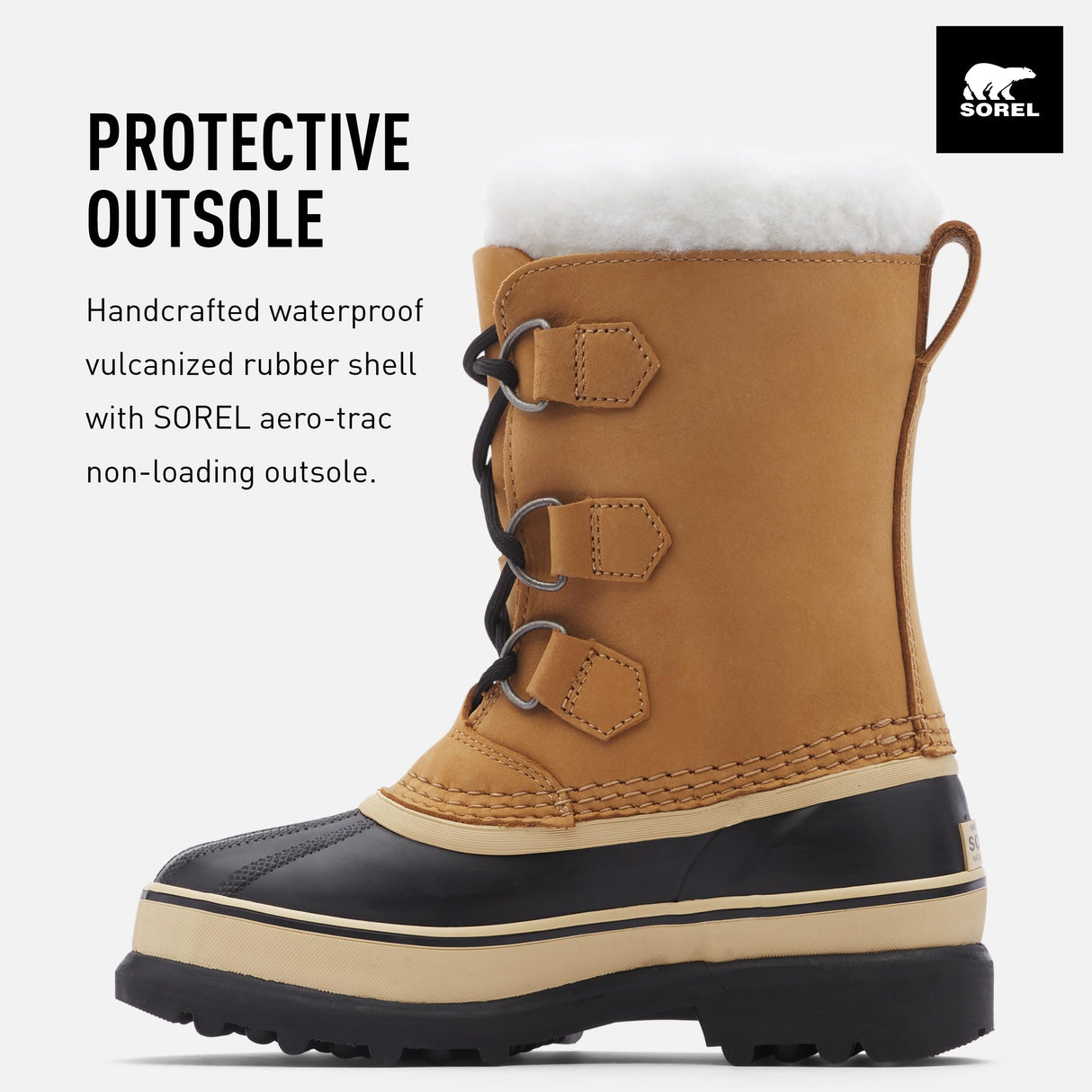 Sorel Caribou WP, Botas para nieve impermeables, Unisex niños, Buff Youth, 39 EU