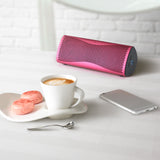 KEF SP3892FD-BUN - Altavoz portátil (Bluetooth, Micro USB, Alcance de 10 Metros, con Funda de Cuero) Color Fucsia