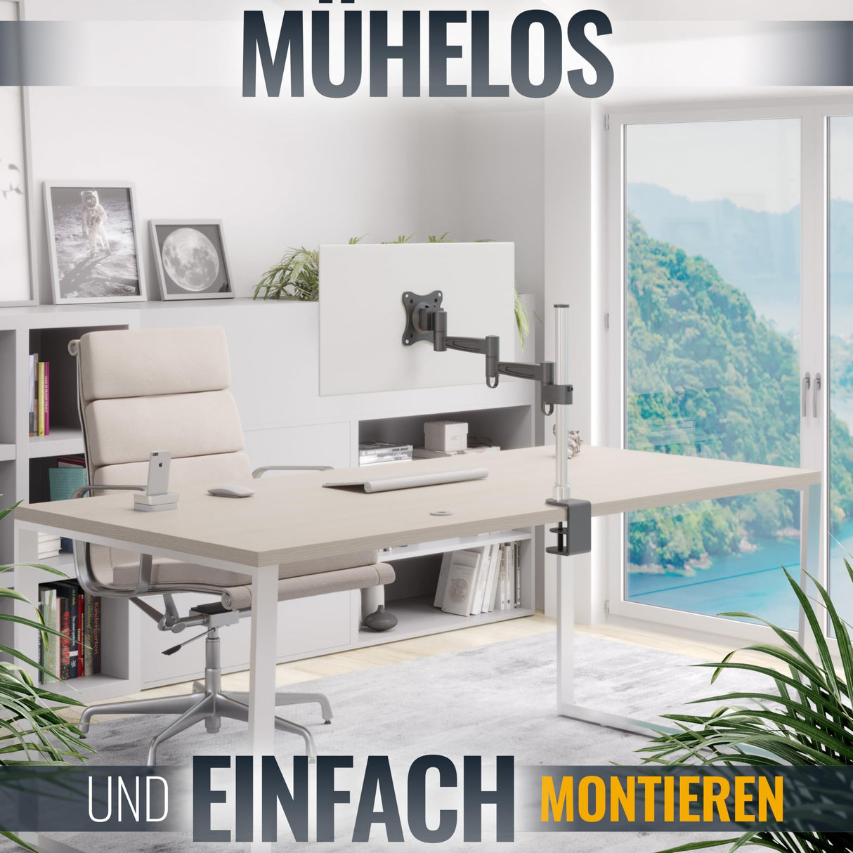 Soporte Monitor Mesa Giratorio Inclinable Pantalla PC 13-30 (33-76cm) RICOO TS2111 Brazo articulado Monitores Ordenador VESA 75x75 100x100