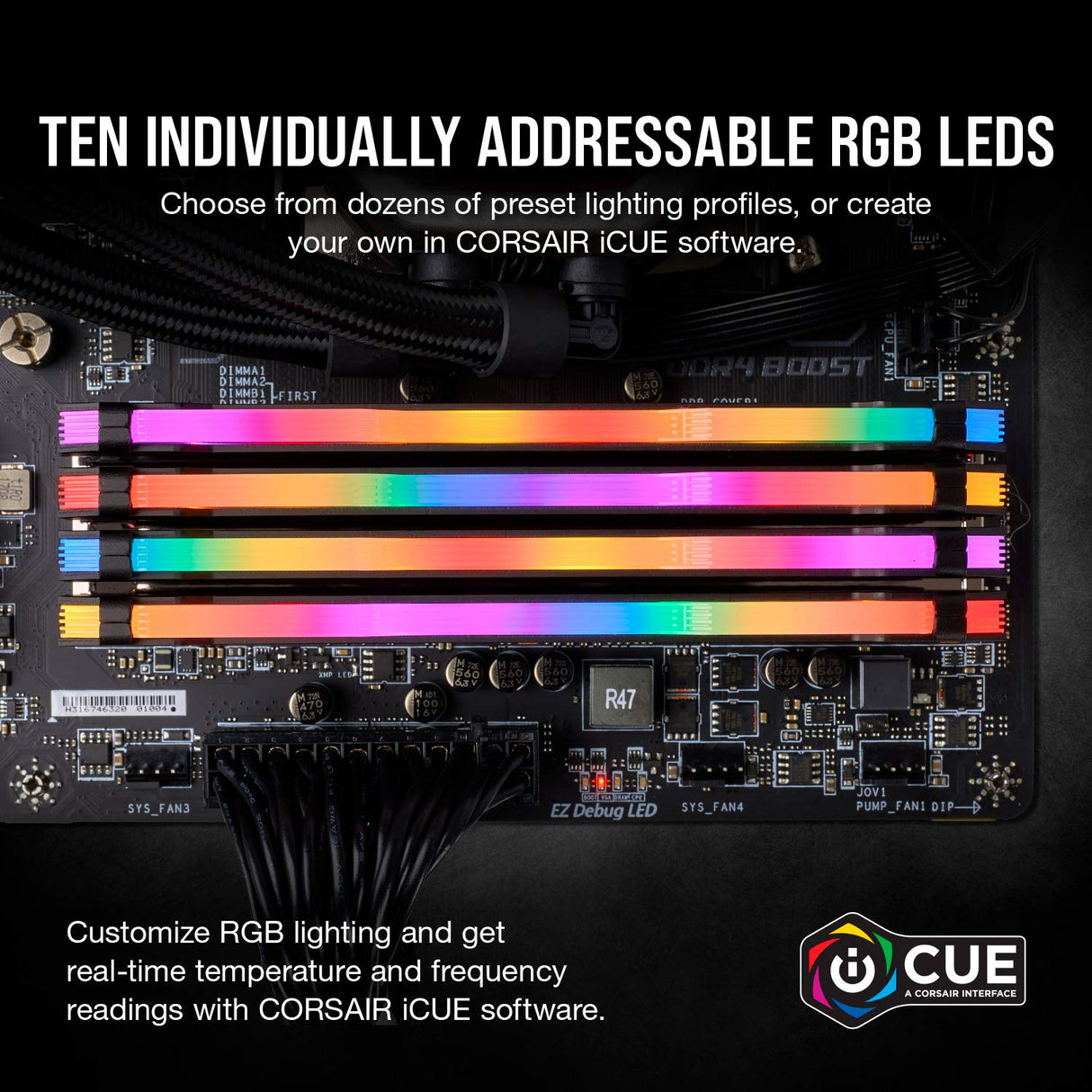 Corsair Módulo de Memoria de Alto Rendimiento 16 GB, DDR4 3200 mHz XMP 2.0 C16, Iluminación LED RGB, Negro, 2 x 8 GB