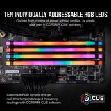 Corsair Módulo de Memoria de Alto Rendimiento 16 GB, DDR4 3200 mHz XMP 2.0 C16, Iluminación LED RGB, Negro, 2 x 8 GB
