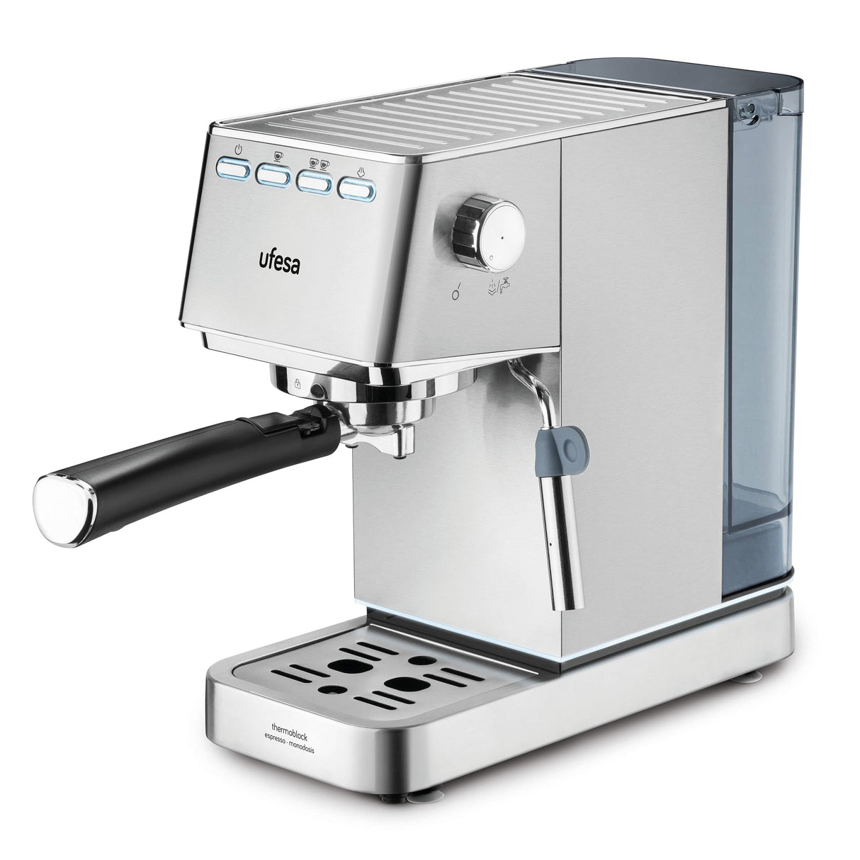 Ufesa CE8020 Capri Cafetera Expresso y Capuccino, 20 Bares, 1350W, Sistema Thermoblock, Vaporizador Orientable, 2 Modos: Café Molido o Monodosis, Depósito 1.4L, Apagado Automático