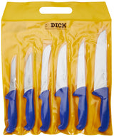 F. DICK ErgoGrip - Juego de cuchillos (6 piezas, 18, 23 cm, 15, 18 cm, 13 cm, HRC 56°), acero inoxidable, azul, 36,4 cm
