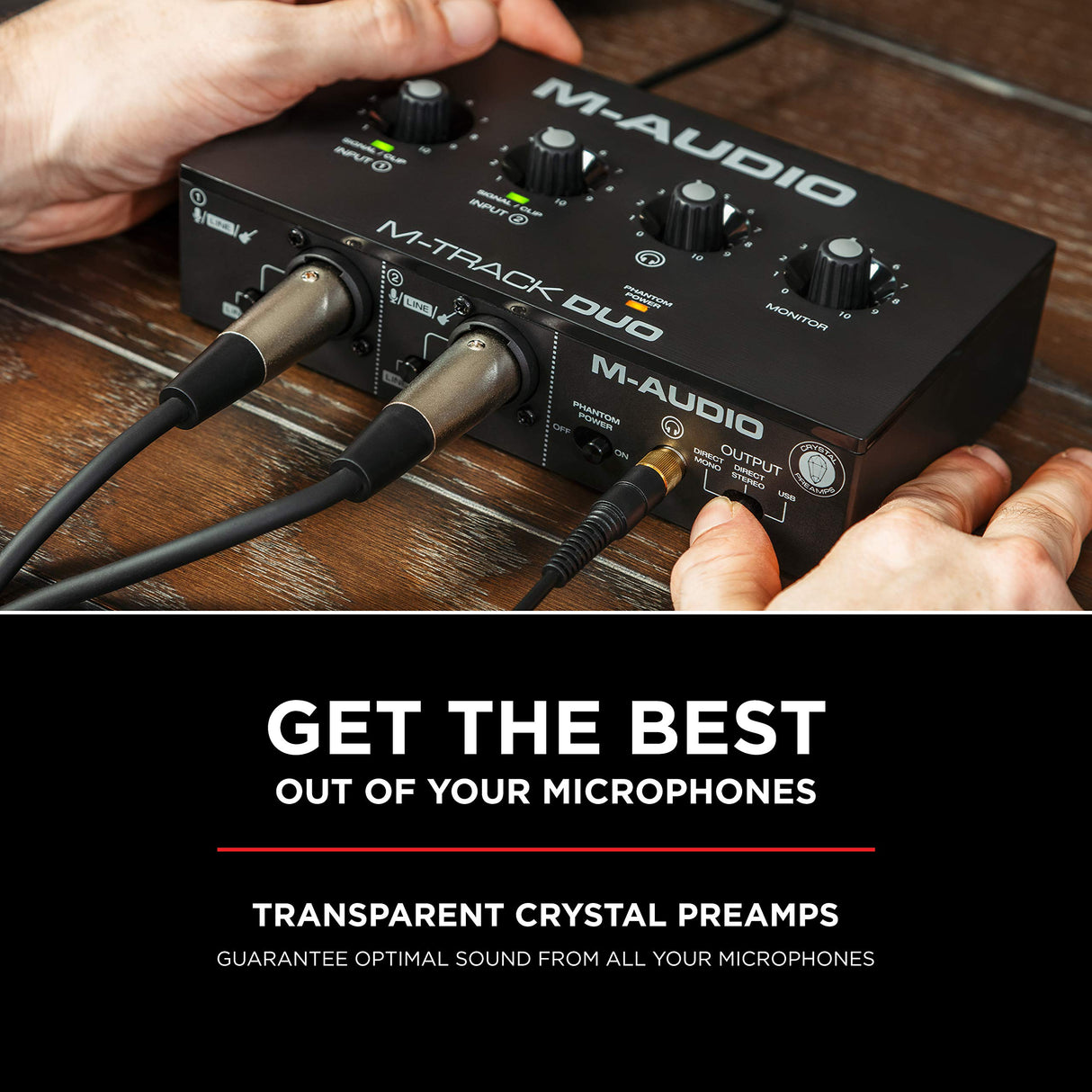 M-Audio M-Track Duo - Interfaz audio, tarjeta de sonido USB para grabación, transmisión, podcasting con entradas XLR, línea y DI, así como un paquete de software