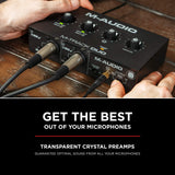 M-Audio M-Track Duo - Interfaz audio, tarjeta de sonido USB para grabación, transmisión, podcasting con entradas XLR, línea y DI, así como un paquete de software