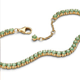 Pandora Pulsera de tenis verde brillante chapada en oro de 14 quilates con cristales de la colección Timeless, longitud: 16 cm, 561469C02-16, 561469C02-16, Plata de ley, Circonita cúbica