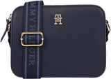 Tommy Hilfiger Bolso bandolera Mujer Logotape Camera Bag con correa ancha, Azul (Space Blue), Talla Única