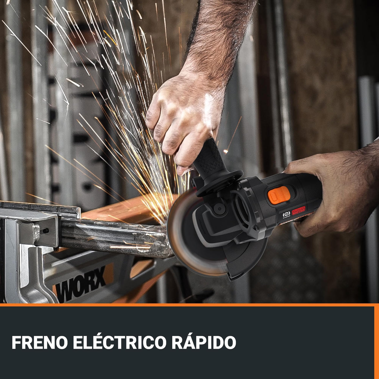 Amoladora angular inalámbrica Worx 20V 125mm | WX814 | potencia equivalente a 1000 W, corte 50% más rápido, diseño compacto, batería de 4,0 Ah y cargador rápido de 2 A incluidos