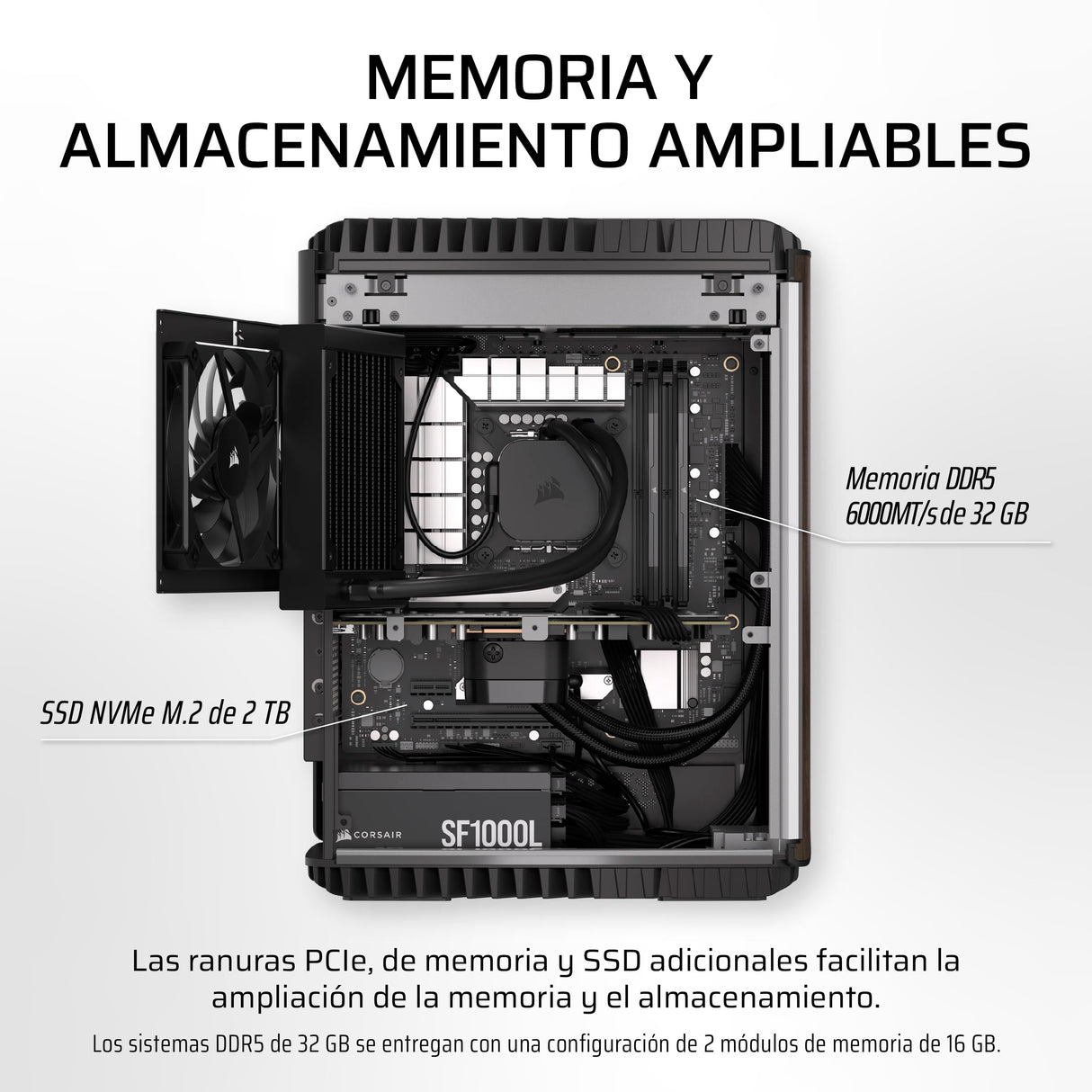 Corsair One i500 PC para Juegos – CPU Intel® Core™ i9 14900K con Refrigeración Líquida – GPU NVIDIA® RTX™ 4080 Super con Refrigeración Líquida – 32GB Memoria DDR5 – 2TB SSD M.2 – Madera Oscura