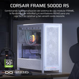 CORSAIR Frame 5000D RS Caja Modular Mid-Tower de Gran Flujo de Aire para PC – 4X Ventiladores RS Preinstalados, Sistema de Montaje de Ventiladores InfiniRail – Blanc