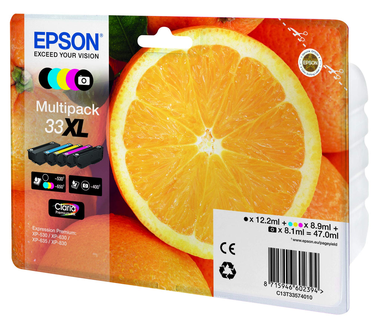 EPSON C13T33574021 - Juego de Cartuchos de Tinta (5 Unidades, Negro, Amarillo, Magenta y Cian)