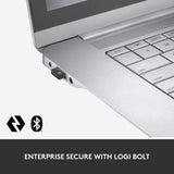 Logitech MX Keys Combo para empresas | Gen 2, teclado/ratón inalámbrico de tamaño completo, con apoyamano para teclado, Bluetooth, Logi Bolt, Clics Suaves, Windows/Mac/Chrome/Linux, QWERTY ESP - Gris