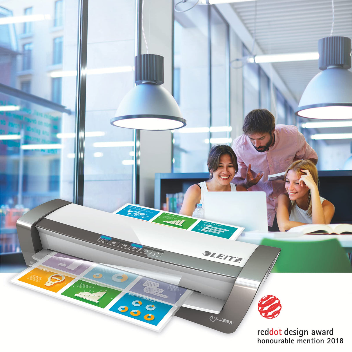 Leitz Plastificadora A3, Ideal para la oficina o la escuela, Plata, Office Pro, iLAM, 75180084
