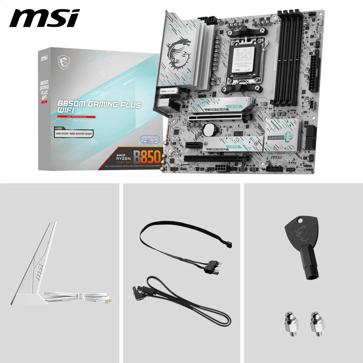 MSI B850M Gaming Plus WiFi Placa Base, mATX - Soporta procesadores AMD Ryzen 9000/8000 / 7000, AM5 - Memoria DDR5 Boost 8200+ MT/s (OC), PCIe 5.0 x16 & 4.0 x4, M.2 Gen5, Wi-Fi 7, 5G LAN